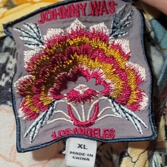 Johnny Was Millay Floral Print Crew Neck Short Sleeve Bamboo Knit T-Shirt SZ XL - Picture 5 of 7